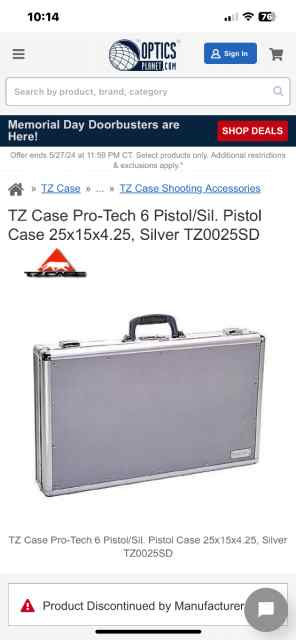 TZ Case Pro-Tech 6 Pistol/Silver Pistol Case 