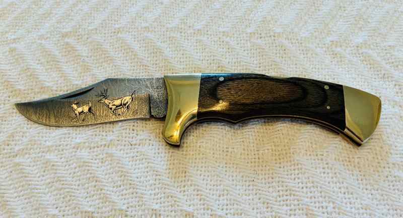 Rigid Lock-Back Hunting knife w/Leather Sheath 