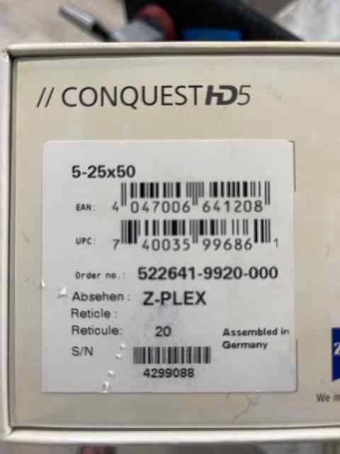 Zeiss Conquest HD5 5-25X50 scope